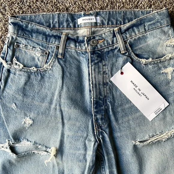NWT: Moussy Jeans, Japan made, vintage wash, 100% cotton